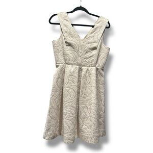 Covington Lace Fit & Flare Dress Size 6 Cream Gold Wedding Guest